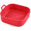 Vierkante siliconen Airfryer bak | 20 x 20 cm | Kleur: Grijs & Rood - Afbeelding 7