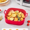 Vierkante siliconen Airfryer bak | 20 x 20 cm | Kleur: Grijs & Rood - Afbeelding 2