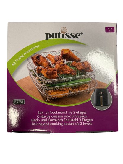 Patisse RVS Kookmand – 3 Etages | 20 cm | Voor XL & XXL Airfryers - Afbeelding 2