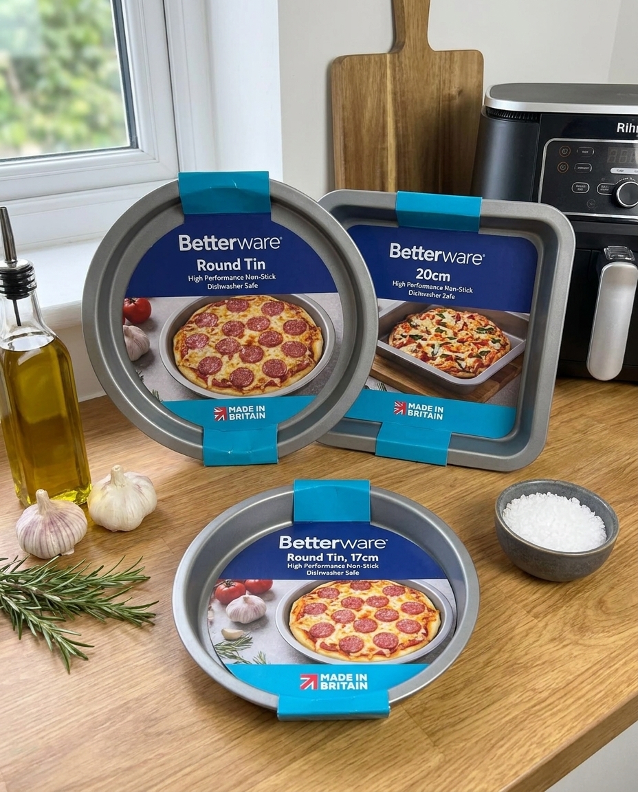 Airfryer bakplaten set voor grote Airfryers: ronde, vierkante & pizzavorm - Afbeelding 2