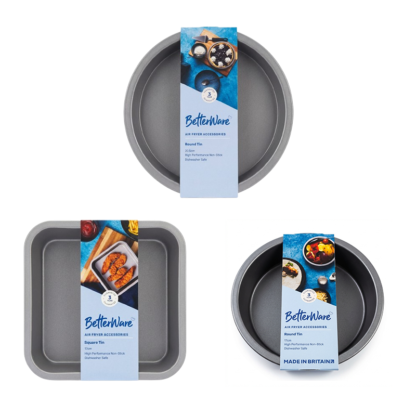 Airfryer bakplaten set 2: ronde, vierkante en diepe bakplaat