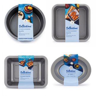 Diepe Airfryer bakplaat 17cm, vierkante bakplaat 17cm, mini diepe schaal 14cm, Oven schaal 13.5cm set
