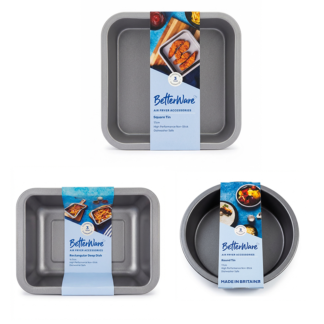 Airfryer bakplaten set voor normale Airfryers: ronde, vierkante & cakevorm