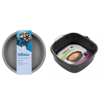 Airfryer voordeelset: ronde bakplaat + vierkante bakvorm