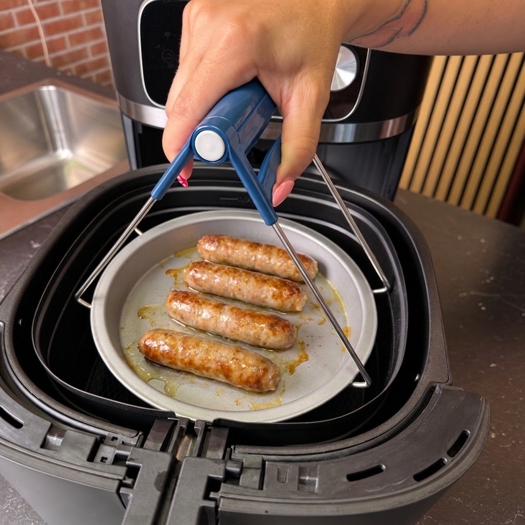 Airfryer bakplaten set 3 voor grote Airfryers: ronde, vierkante & Airfryer bakvorm lifter - Afbeelding 5