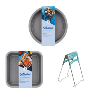 Airfryer bakplaten set 3 voor grote Airfryers: ronde, vierkante & Airfryer tang