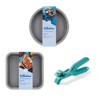 Airfryer bakplaten set 4 voor grote Airfryers: ronde, vierkante & pannengrijper