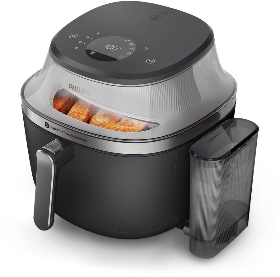 Kijkvenster en waterreservoir van de Philips Airfryer NA541/00