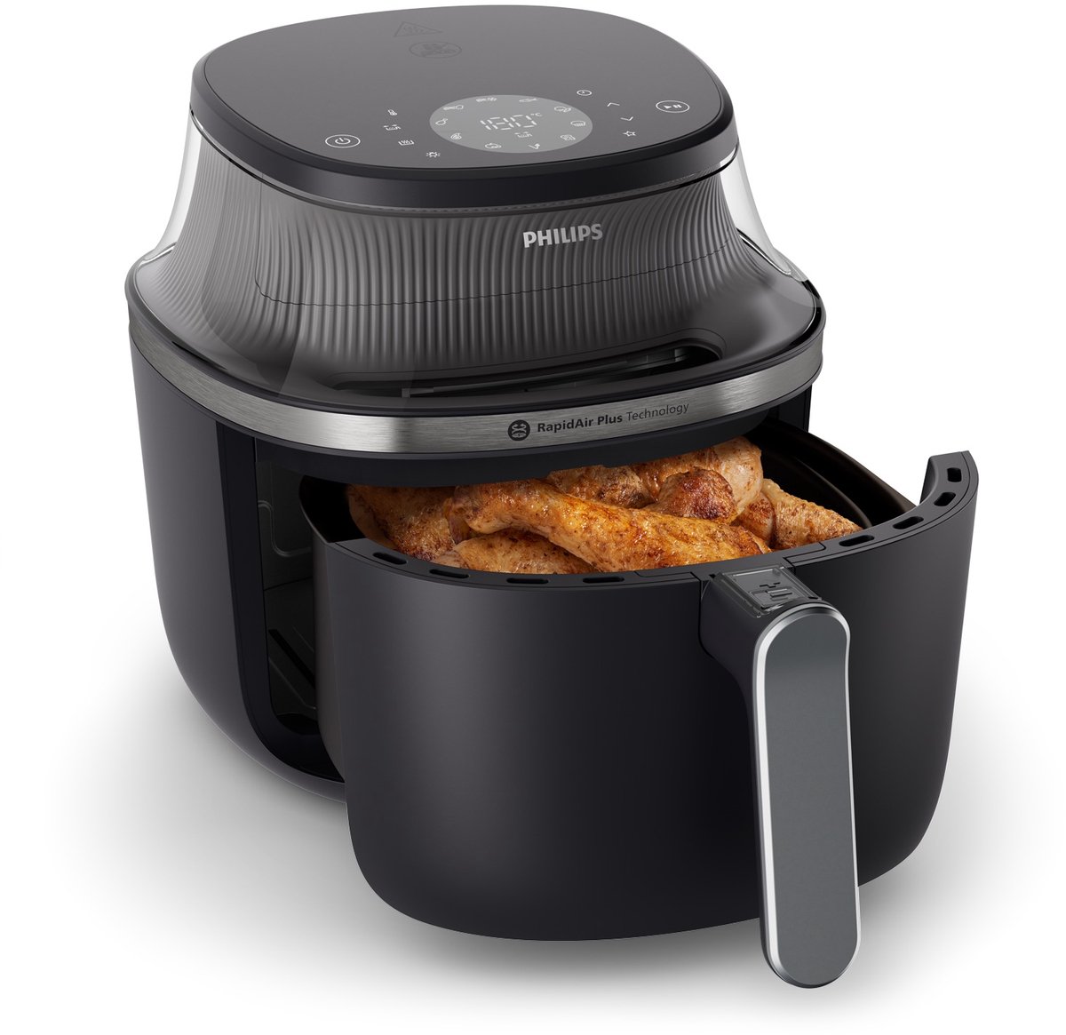Philips 3000 Series NA321/00 met kip in de geopende Airfryer-mand