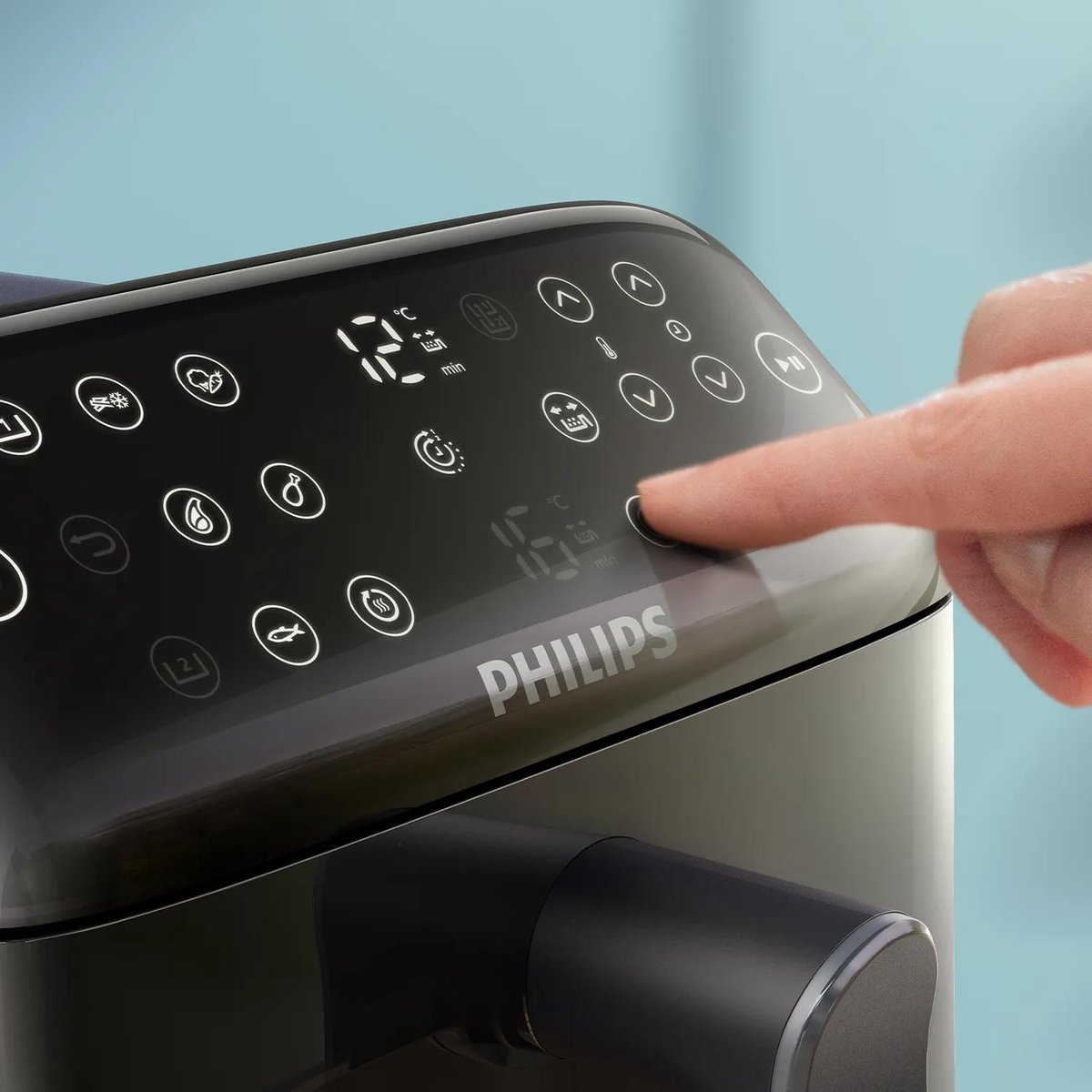 Touchscreen van de Philips 4000 Series NA460/00 met instellingen voor beide manden